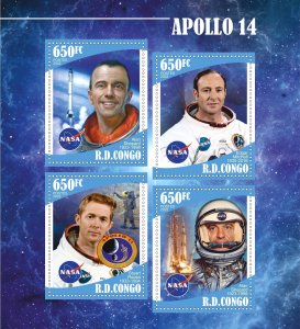 Stamps. Space Astronauts Congo 2022 year 1+1 sheets perforated