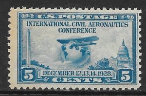 USA 650: 5c Airliner Ryan Brougham B-5 (1927) and globe, MNH, F-VF