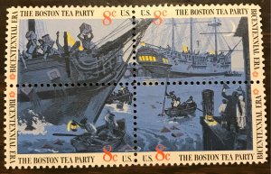 US 1480-83 - 8¢ Block of 4 - Bicent., Boston Tea party - MNH, XF/Sup - SSCV 75¢