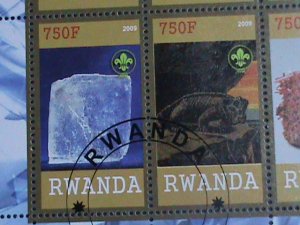 Rwanda Stamp:2009-Prehistory and Minerals CTO Stamp sheet-two complete sets