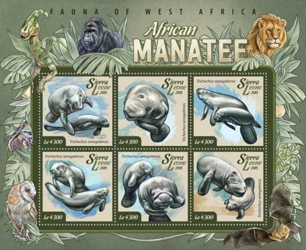 SIERRA LEONE 2015 SHEET MANATEES MARINE LIFE srl15014a