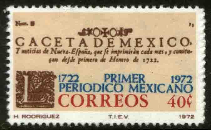 MEXICO 1039, 250th Anniversary of the First Newspaper MINT, NH. VF.