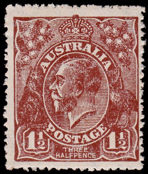 Australia Scott 63a, Red Brown (1919) Mint LH F-VF, CV $12.50 M