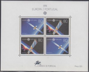 PORTUGAL Sc # 1860 CPL MNH SOUVENIR SHEET of 4 - EUROPA 1991, SATELLITES, SPACE