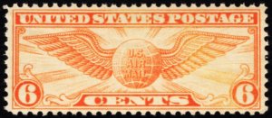 US C19 MNH VF  6 Cent Winged Globe Single Dull Orange