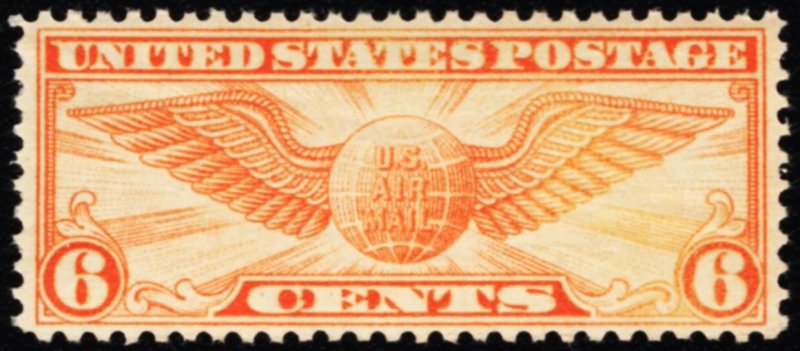 US C19 MNH VF  6 Cent Winged Globe Single Dull Orange