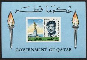 Qatar Sc# 102B, MLH.  Souvenir sheet of Pres. Kennedy.  2017 SCV $42.50