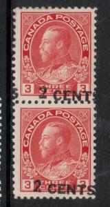 Canada #139i Very Fine Never Hinged Shifted Surcharge Pair  **With Certificate** 