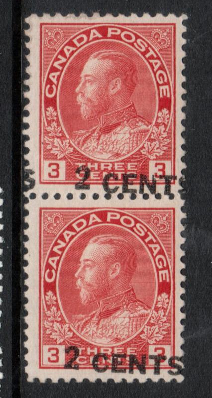 Canada #139i Very Fine Never Hinged Shifted Surcharge Pair  **With Certificate**