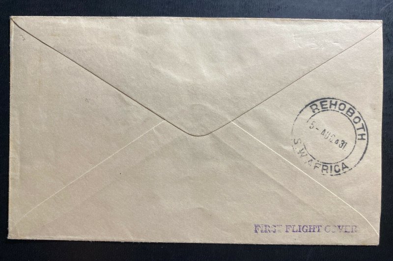 1931 Windhoek South West Africa Airmail First Flight Cover FFC To Rehoboth