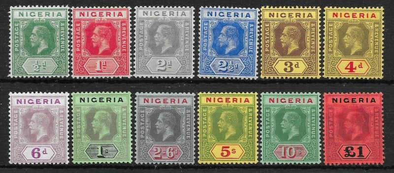 NIGERIA SG1/12a 1914-29 DEFINITIVE SET MTD MINT