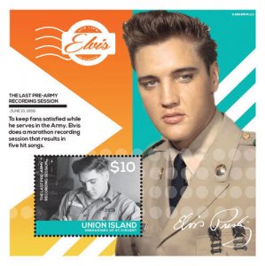 UNION ISLAND 2014-ELVIS PRESLEY-HIS LIFE IN STAMPS STAMP SOUVENIR SHEET (#1) MNH