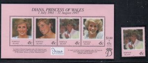 Norfolk Island Sc 644-645 1998 Diana Memorial stamp set mint NH