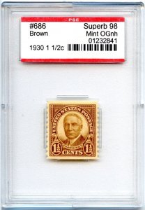 US SCOTT #686 MINT-SUPERB-OG-NH GRADED 98 PSE ENCAPSULATED SMQ $130 (8/14/24 GP)