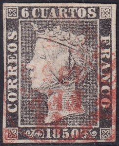 Spain 1850 Sc 1b used date (baeza) cancel type I position 2