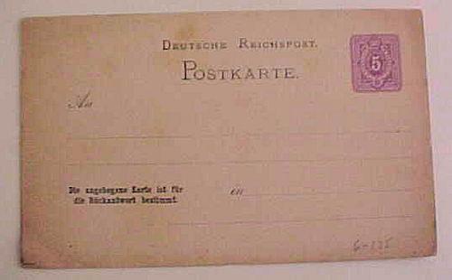 GERMAN   POSTAL CARD  FA #P6 CAT.$63.00