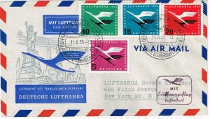 Germany,Sc.#C61-64 used on cover, First Flight Hamburg-Dusseldorf-New York