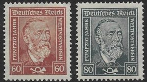 Germany 342-43  1924 set  2  fvf mint nh  ( 60 w/ corner crease )