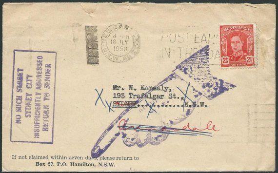 AUSTRALIA 1950 cover NO SUCH STREET IN SYDNEY, ............................39776