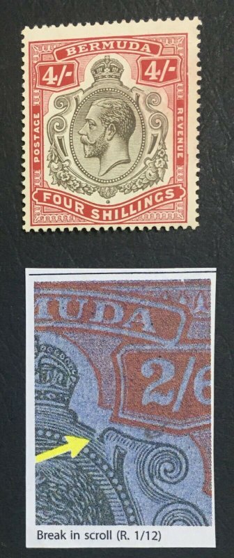 MOMEN: BERMUDA SG #52ba 1920 BREAK IN SCROLL MINT OG H £300 LOT #61438