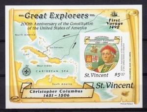 St.vincent 1988 CHRISTOPHER COLUMBUS s/s Imperforated Mint (NH)