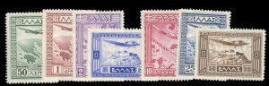 Greece #C15-21 Cat$225, 1933 Airpost, complete set, never hinged