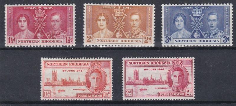 NORTHERN RHODESIA   1937 - 46  CORONATION & VICTORY SETS   M H 