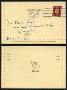 Bahamas 18 July 1939 1 1/2d GB on Letter card Postmarked SHIP MAIL NASSAU