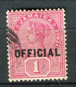 JAMAICA; 1890s early classic QV OFFICIAL Optd. issue fine used 1d. value