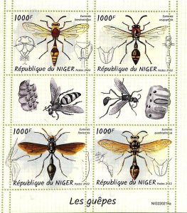 A9172 - NIGER - MISPERF ERROR Stamp Sheet - 2022 - Insects, Wasps-