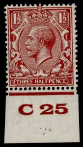 GB GV SG420, 1½d red-brown, VLH MINT. CONTROL C25