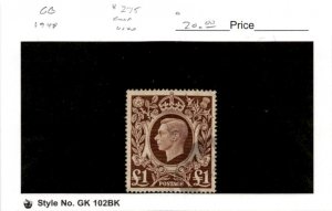 Great Britain, Postage Stamp, #275 Used, 1949 King George (AB)