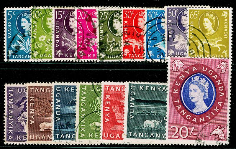 KENYA UGANDA TANGANYIKA  SG183-198, COMPLETE SET, FINE USED, CDS. Cat £40.