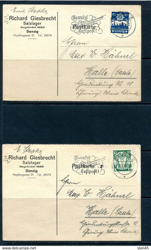 Germany Danzig 1938 2 Post Cards Mi 272/287 14718
