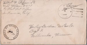 United States Ships Soldier's Free Mail 1944 U.S. Navy, U.S.S. Wilson Type 2z...