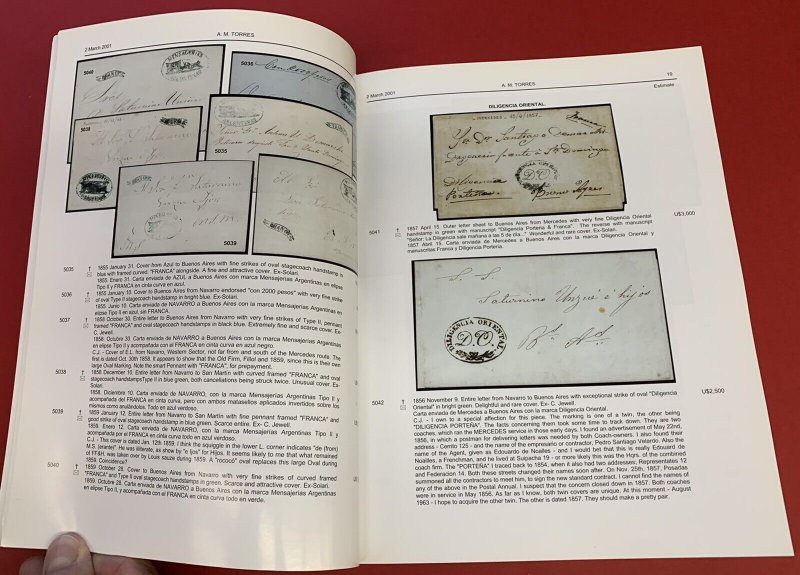 Argentina Postal History, Antonio M. Torres Auction Catalog, March 2, 2001