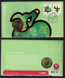 Christmas Is. Chinese New Year 'Year of the Ox' Numismatic FDC 2009 SG#656-657