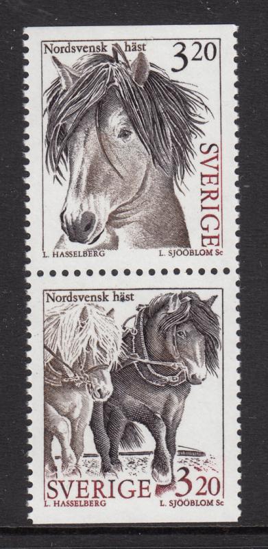 Sweden 1994 MNH Scott #2047-#2048 Se-tenant pair 3.20k North Sweden Horses
