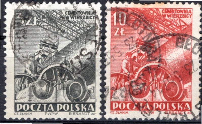 Poland; 1952: Sc. # 549-550  Used Cpl.  Set