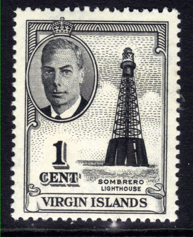 British Virgin Islands 1952 KGV1 1ct Black Lighthouse Umm SG 136 ( H1026 )