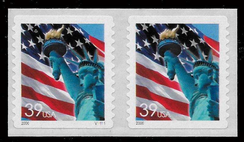 Sc 3980  39¢ Lady Liberty Plate # Pair, MNH