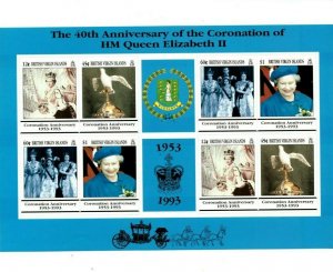 British Virgin Islands 1993 - Queen Elizabeth 40th Coronation - Sheet Of 8- MNH