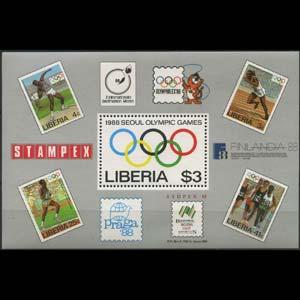 LIBERIA 1988 - Scott# 1081 S/S Olympics NH