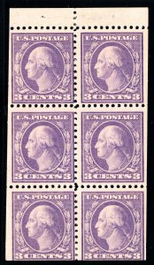 USAstamps Unused VF US 1918 Washington Booklet Pane Scott 502b OG MLH SCV $60+