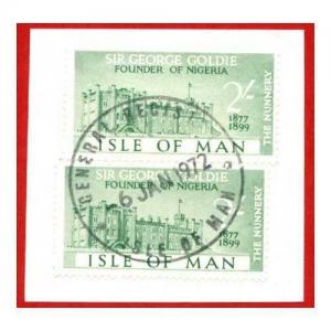 Isle of Man 2/- Green Pair QEII Pictorial Revenues CDS On Piece