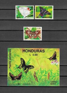 HONDURAS 1991 SG 1128/30 + MS 1131 MNH