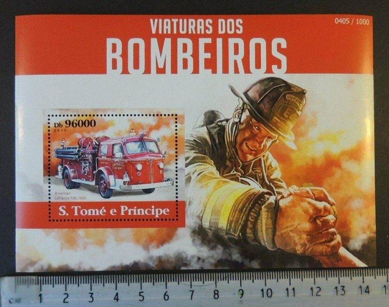 St Thomas 2015 fire engines trucks tenders s/sheet mnh 