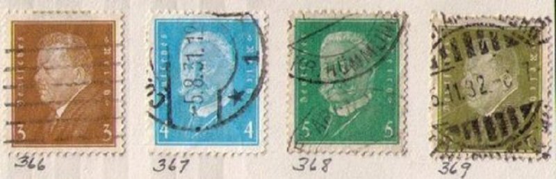 Germany, Scott #366-369 Used (Four Total)  F-VF
