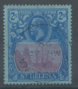 St. Helena 89 U F-VF 2sh of King George V from 1922-7 with a