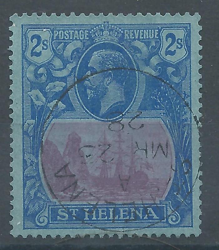 St. Helena 89 U F-VF 2sh of King George V from 1922-7 with a